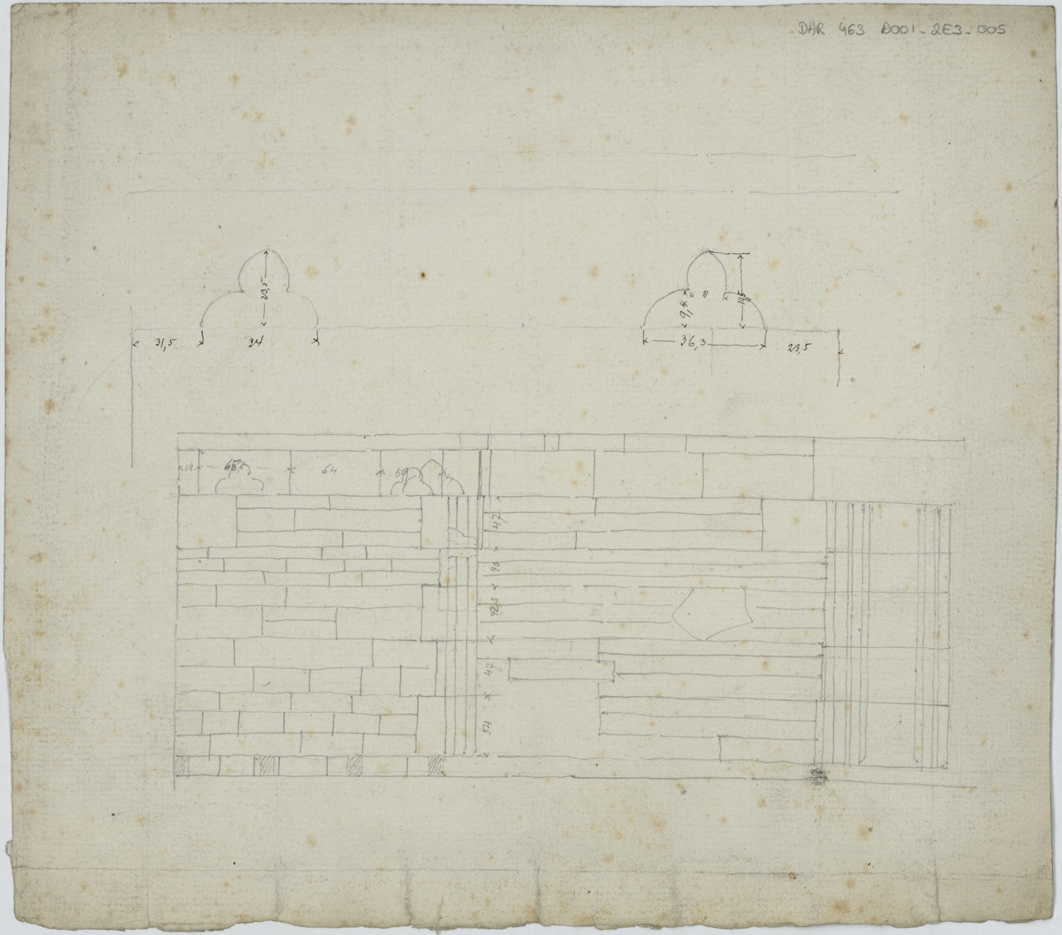 Portail de la Vierge, croquis de maçonnerie.