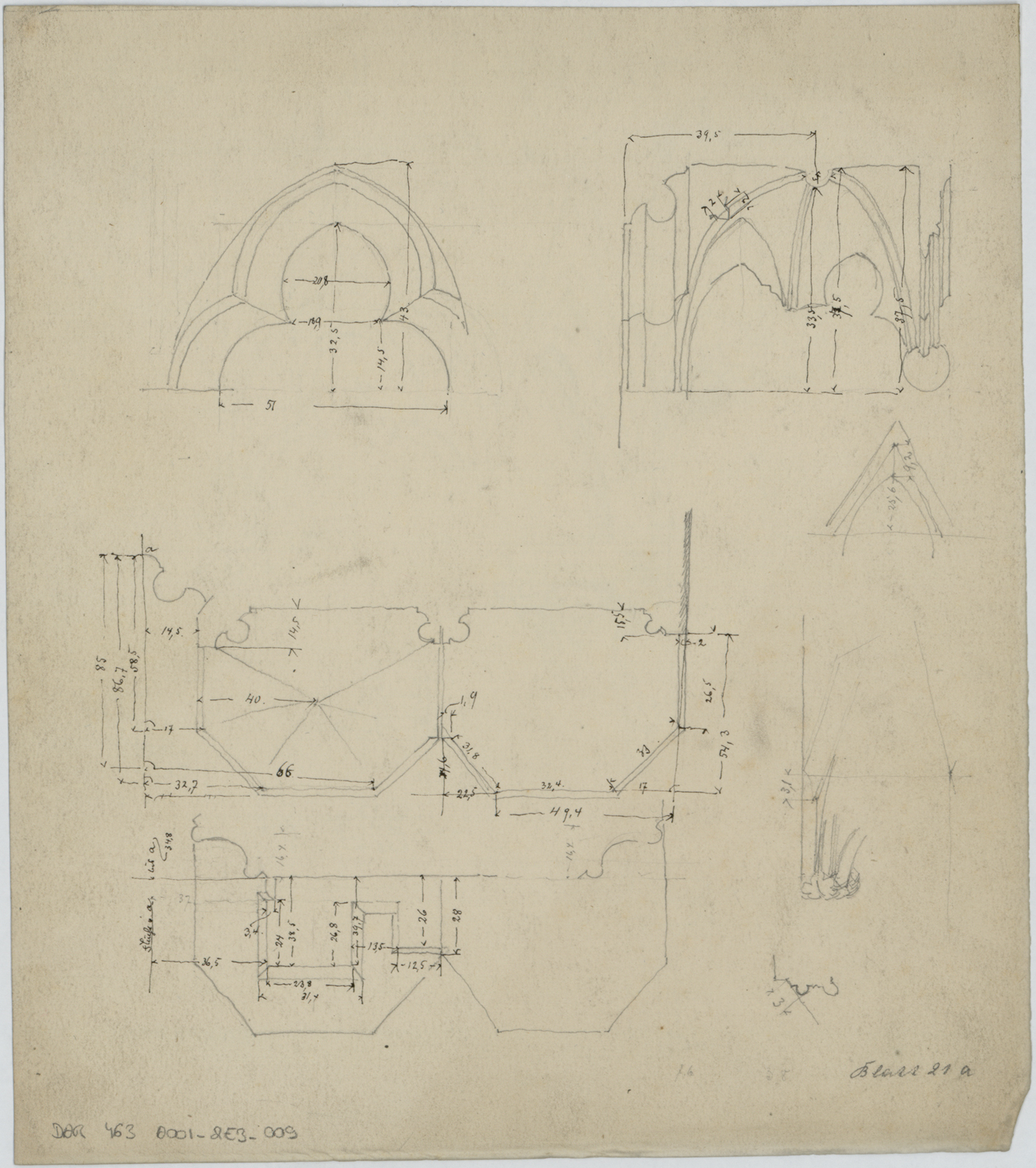 Portail de la Vierge, croquis d’architecture et plans.