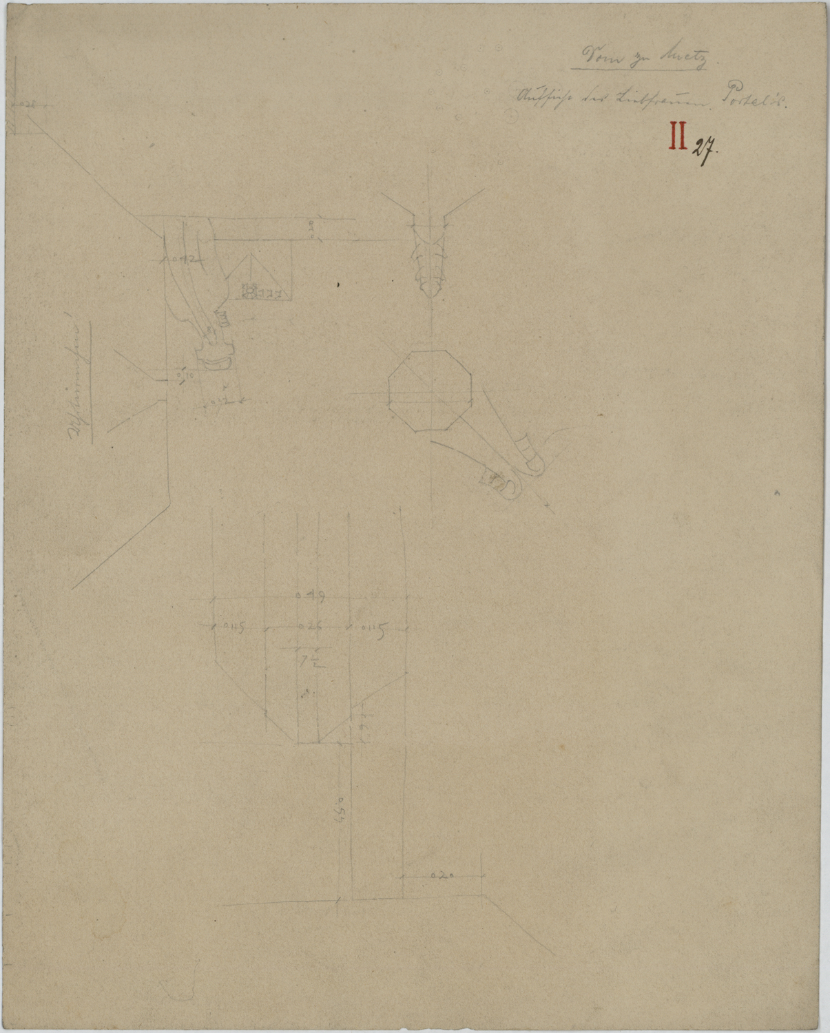 Portail de la Vierge, croquis de détails ornementaux.