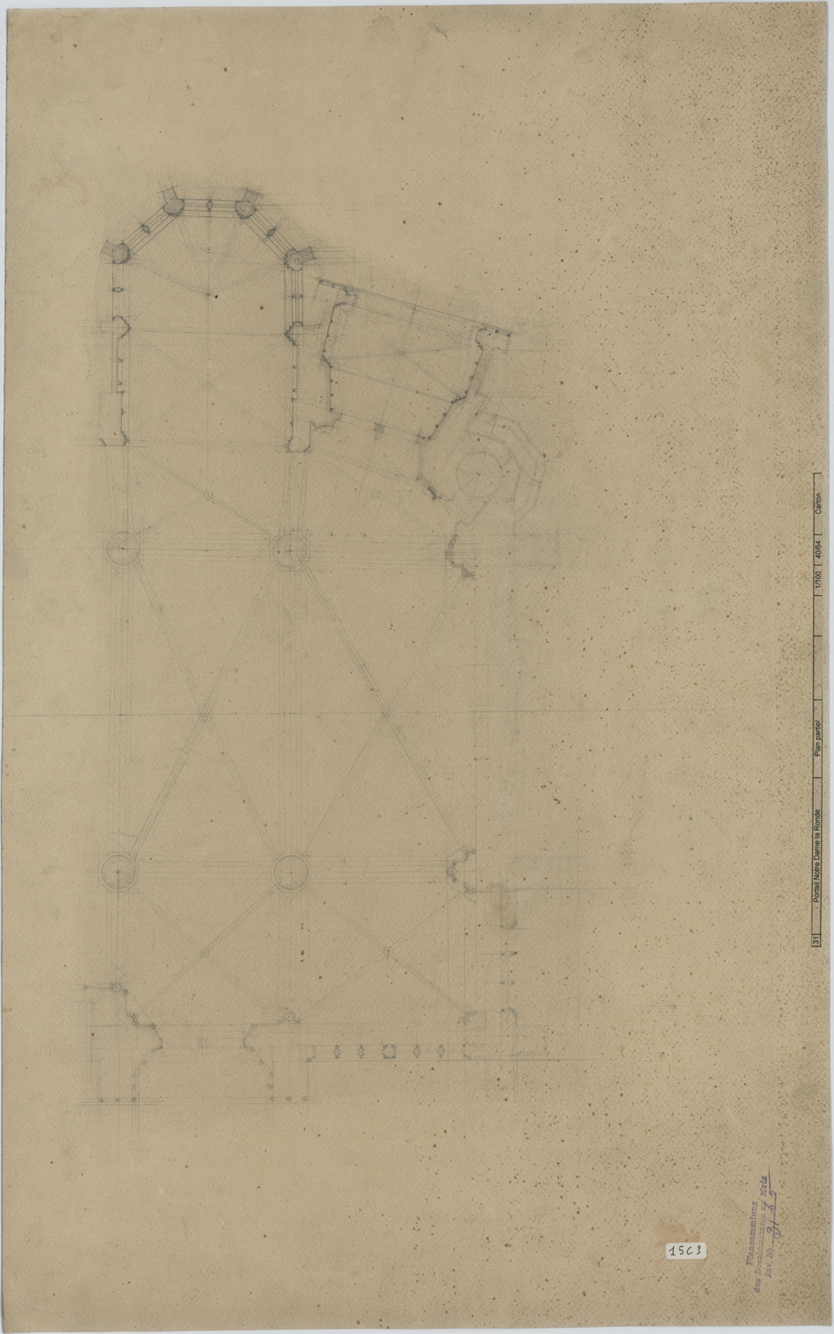 Portail de la Vierge, plan de masse de Notre-Dame La Ronde.