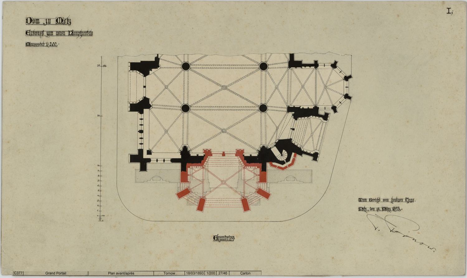 Grand Portail, plan de masse avant et après restauration.