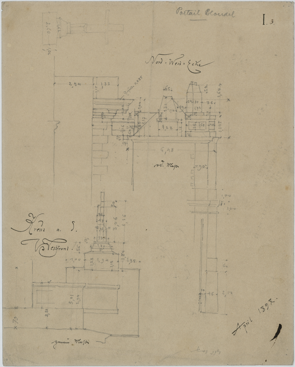 Portail occidental de Jacques-François Blondel, croquis d’architecture.