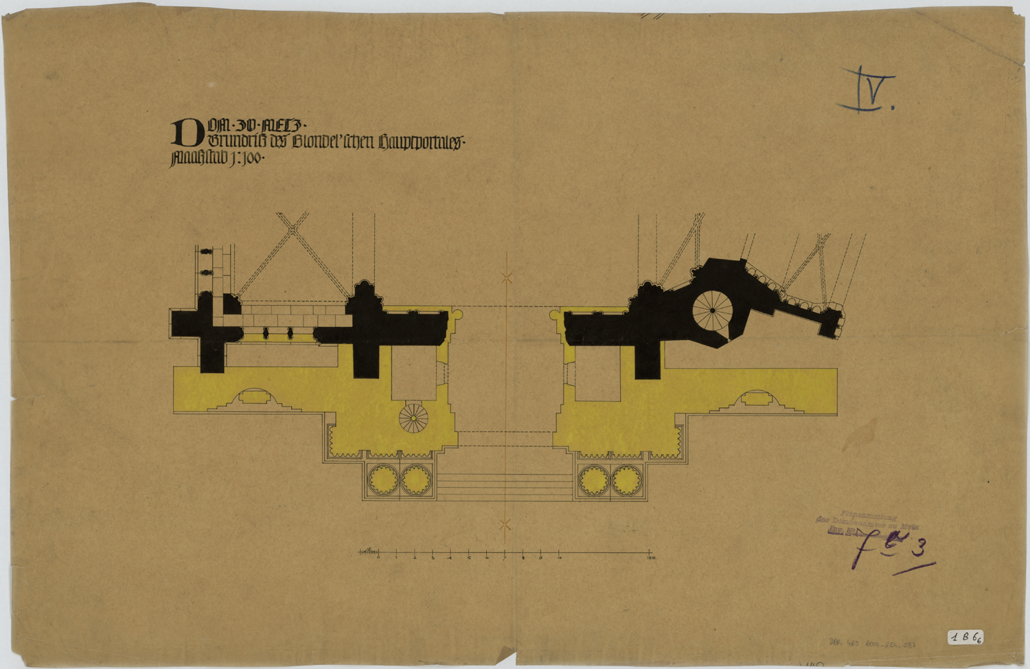 Plan du portail occidental de Blondel.