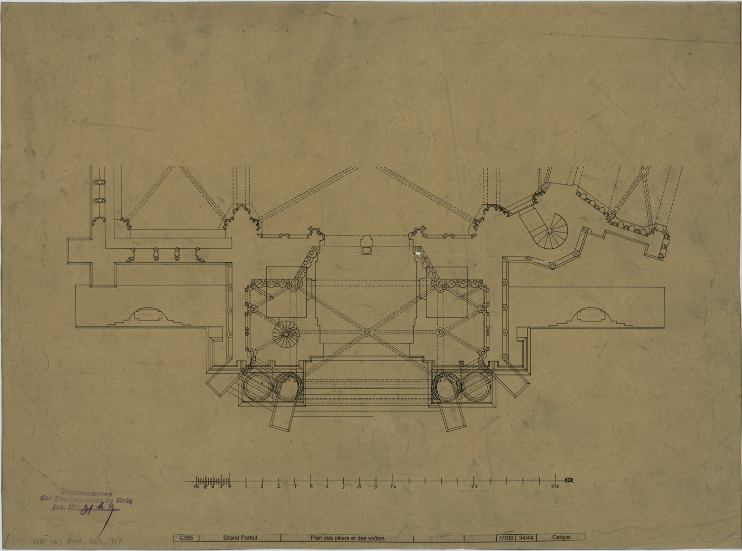 Portail occidental de Blondel, plan des piliers et des voûtes du nouveau portail.