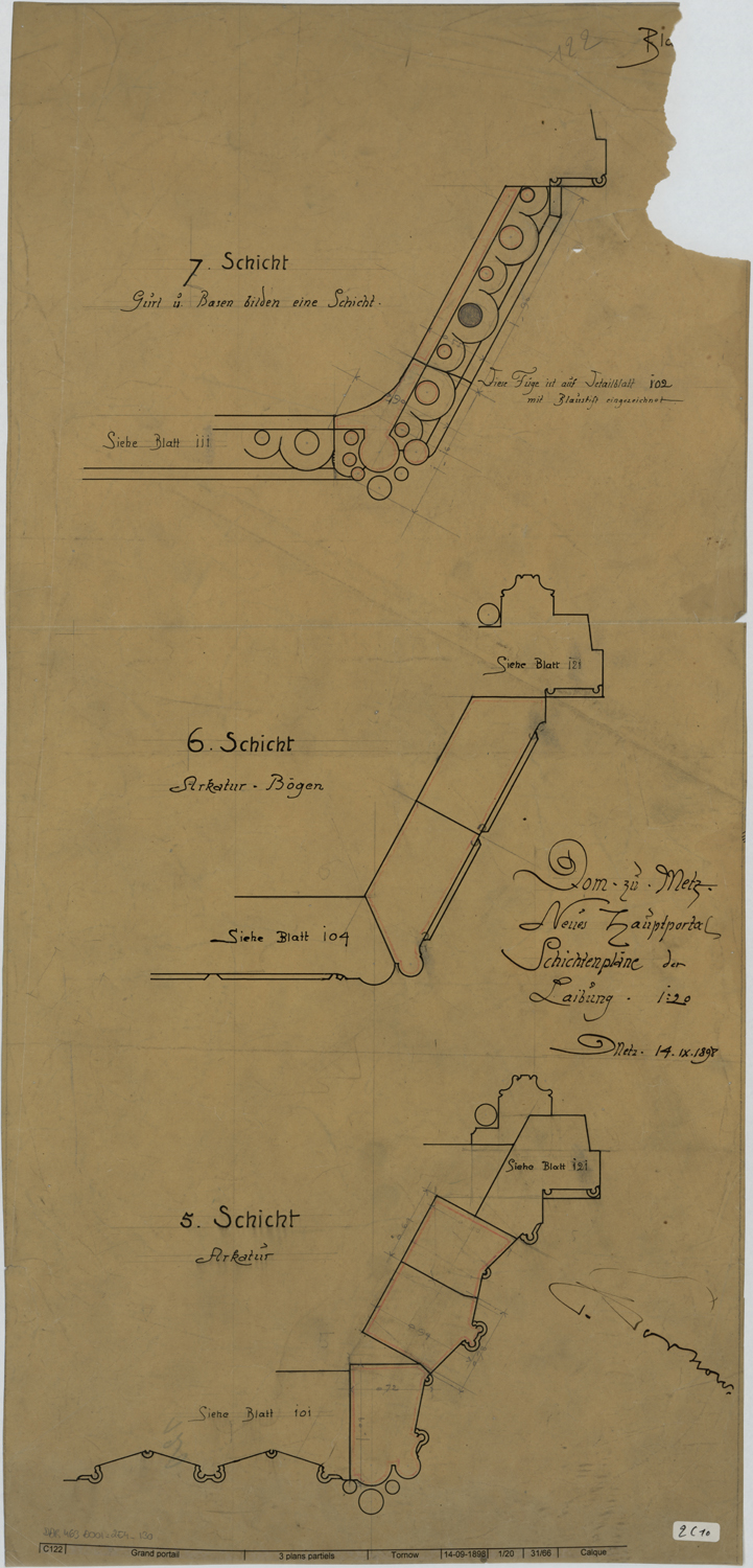 Grand Portail, trois plans partiels.