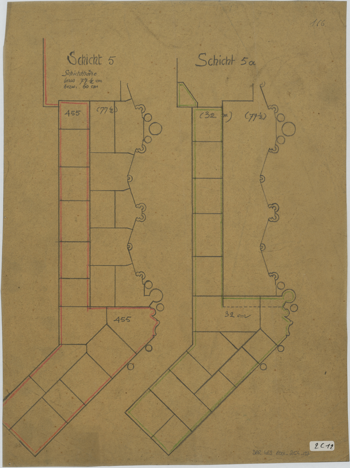 Grand Portail, deux plans des maçonneries.