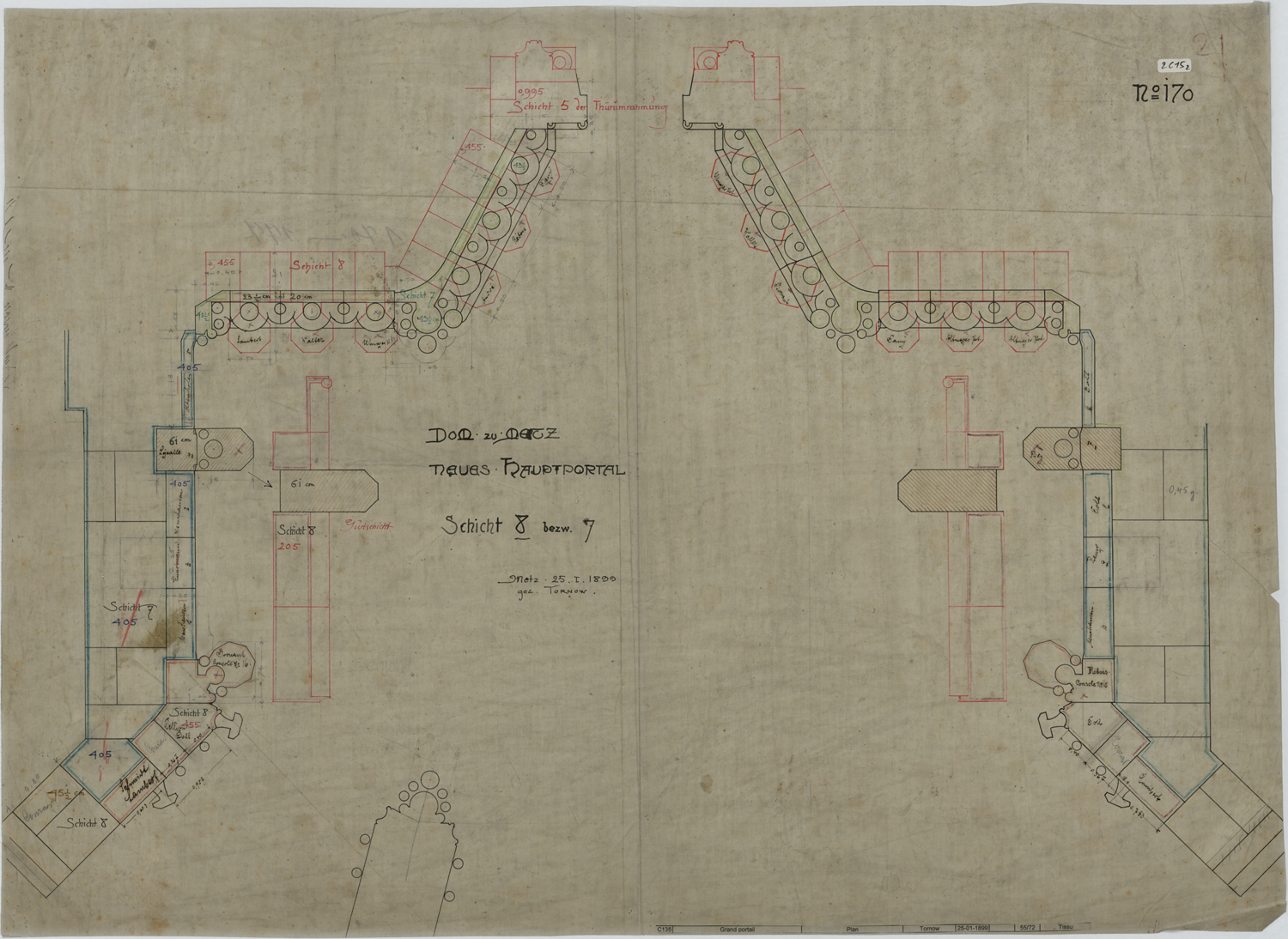 Grand Portail, plan des maçonneries.