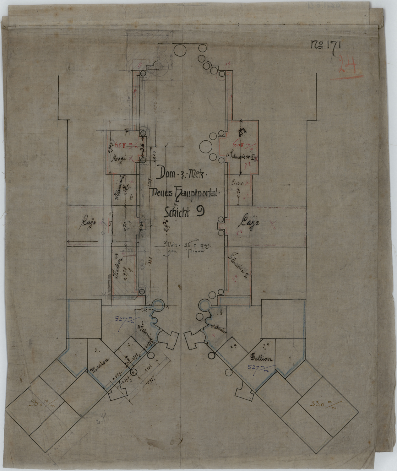 Grand Portail, deux plans des maçonneries.