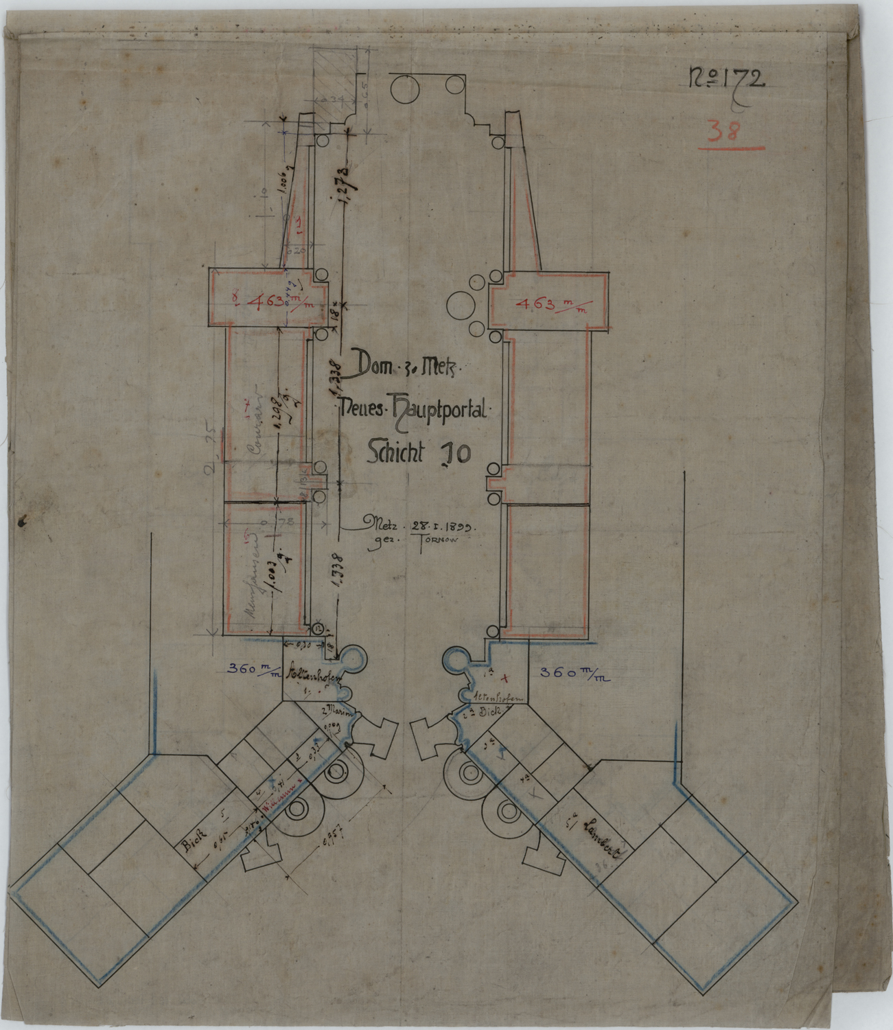 Grand Portail, deux plans des maçonneries.