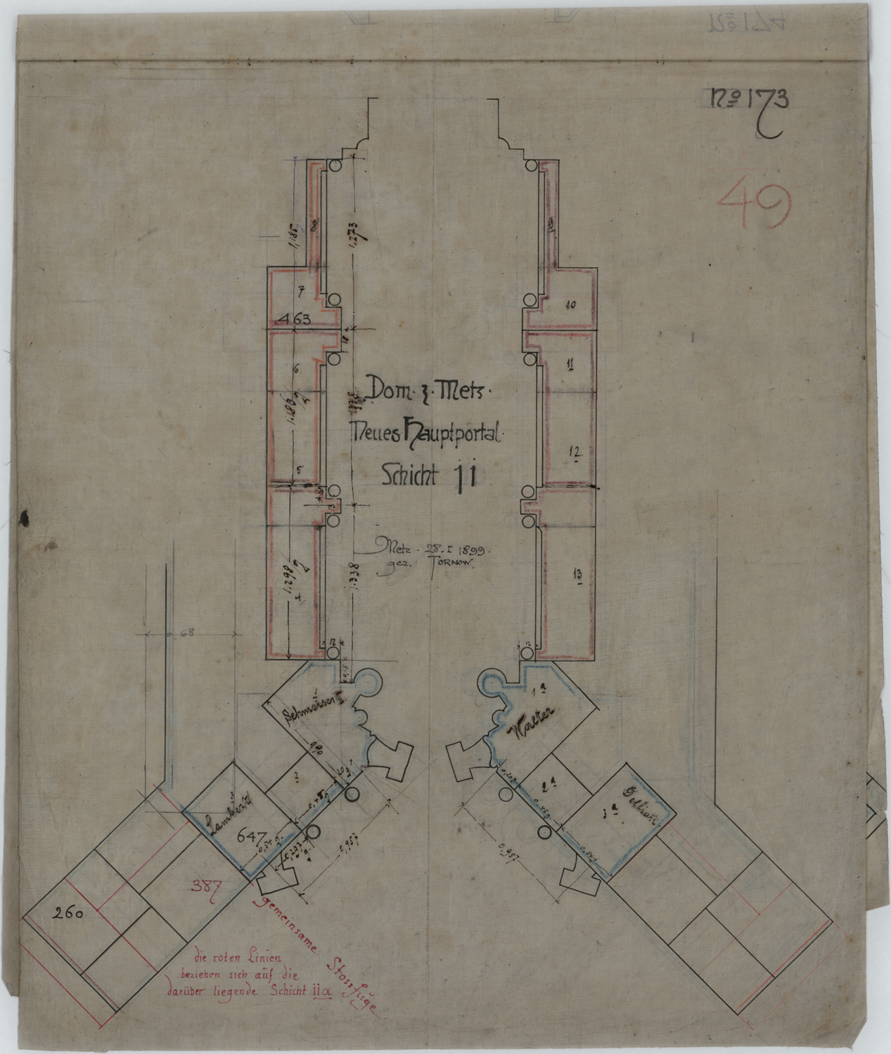 Grand Portail, deux plans des maçonneries.