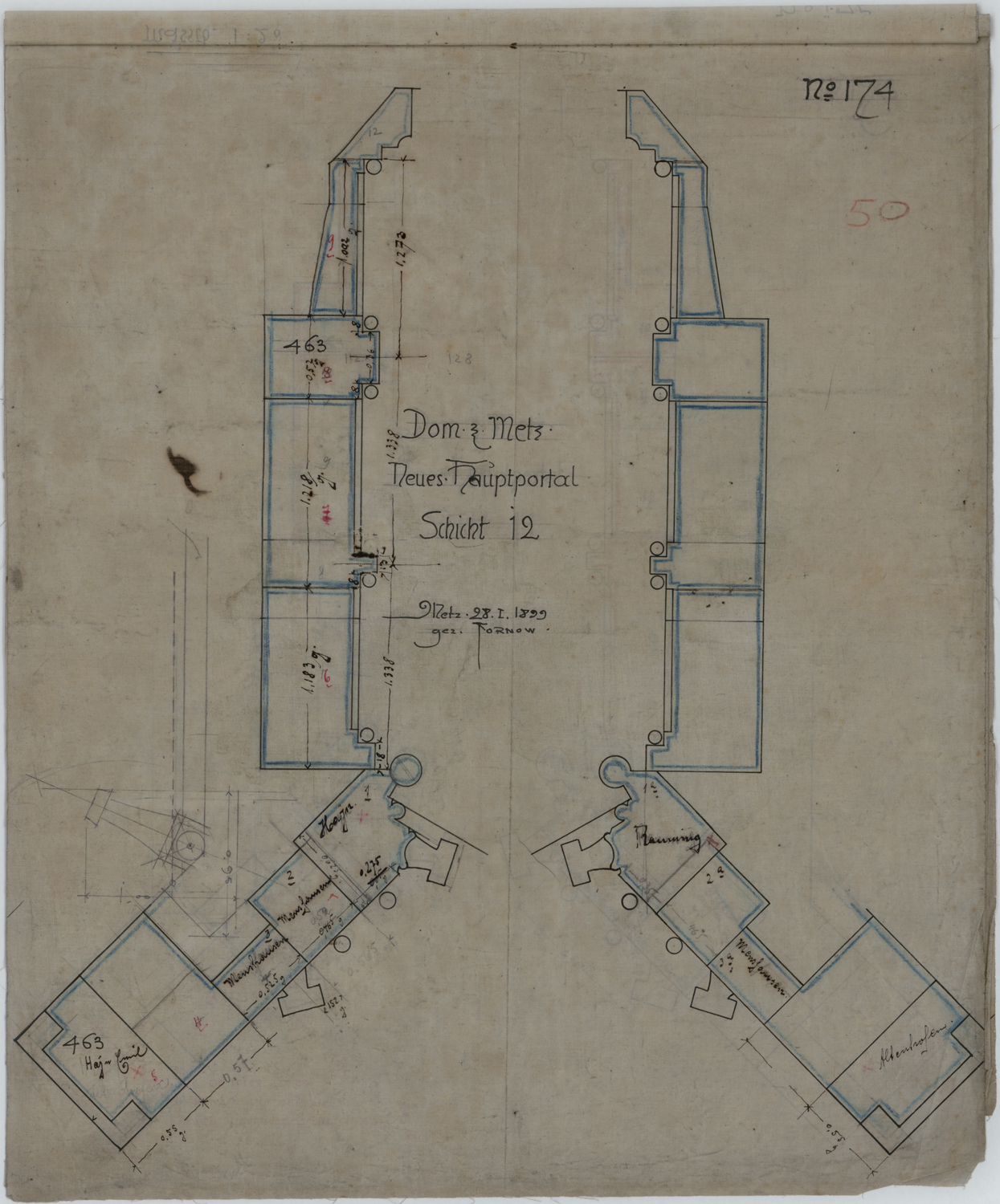 Grand Portail, deux plans des maçonneries.