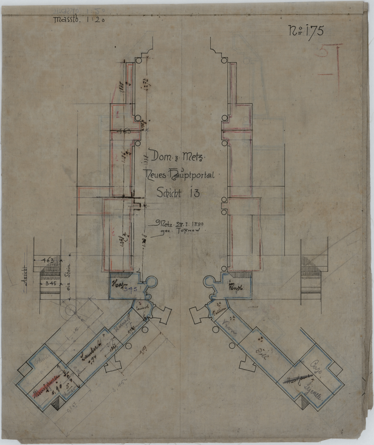 Grand Portail, deux plans des maçonneries.