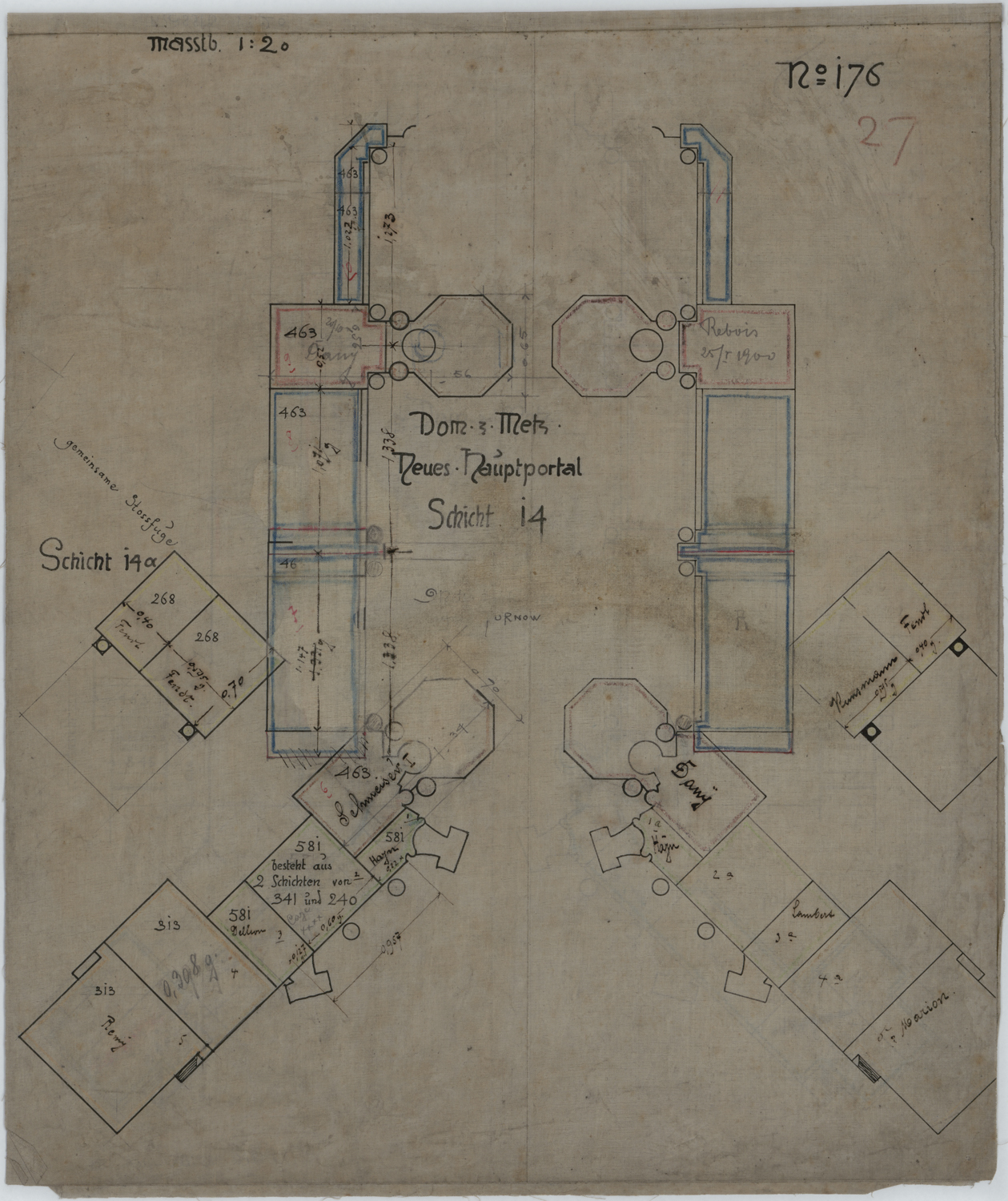 Grand Portail, deux plans des maçonneries.