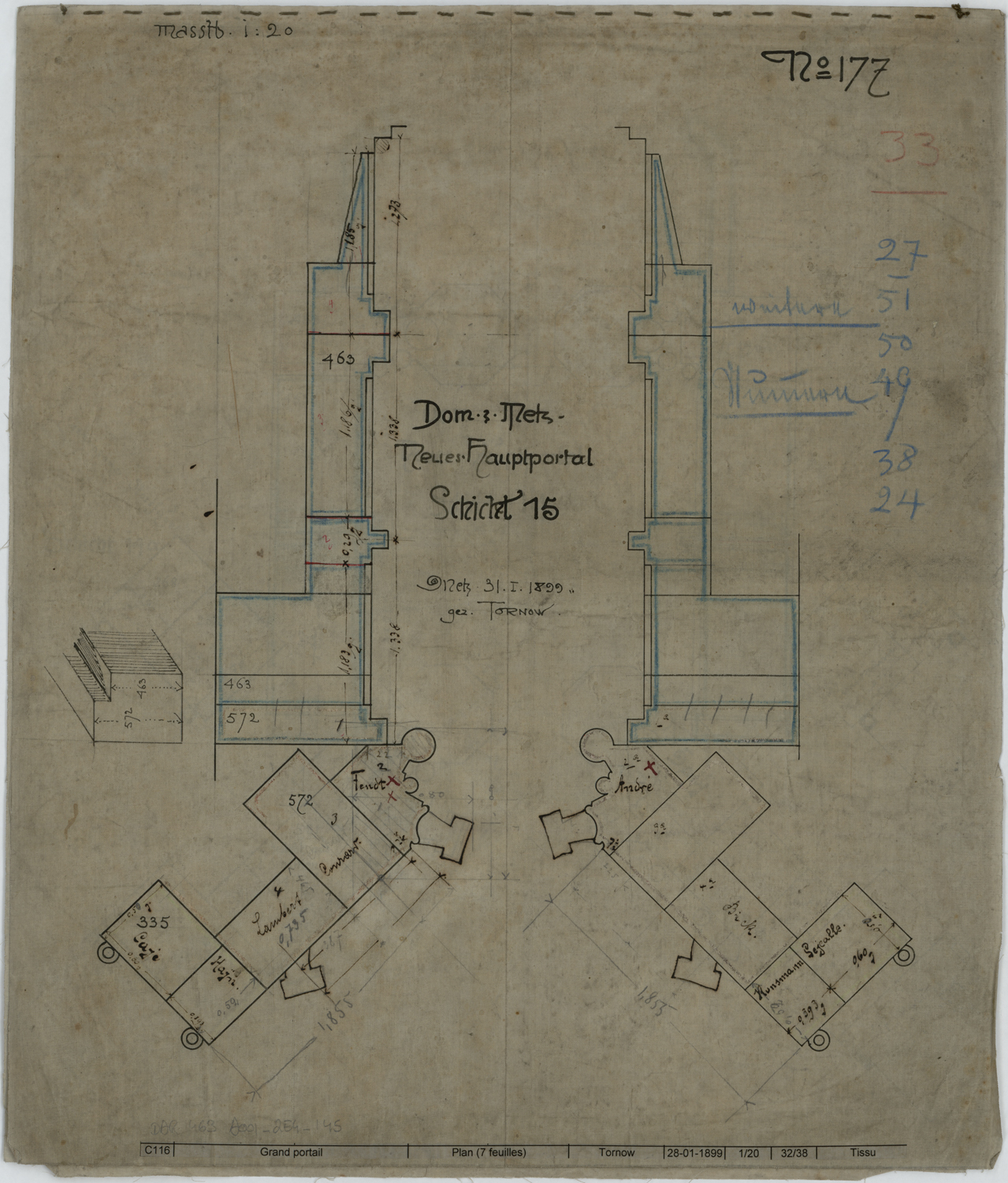 Grand Portail, deux plans des maçonneries.