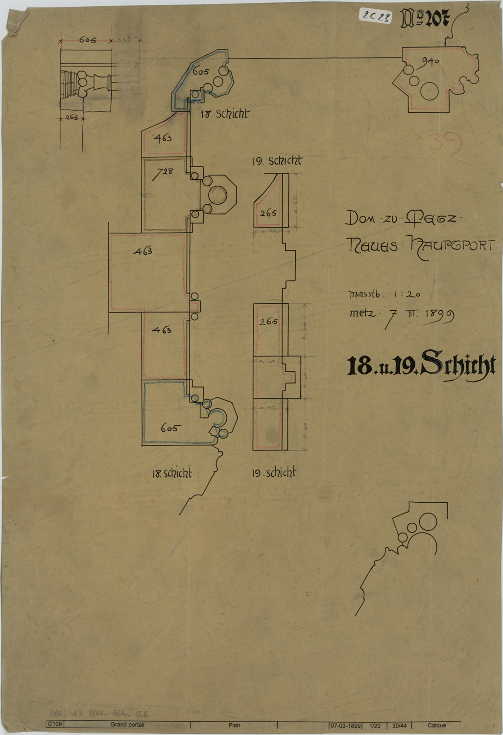 Grand Portail, plans des maçonneries.