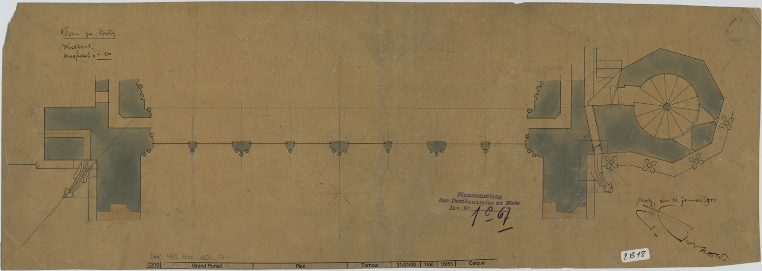 Grand Portail, plan de l’entrée occidentale.