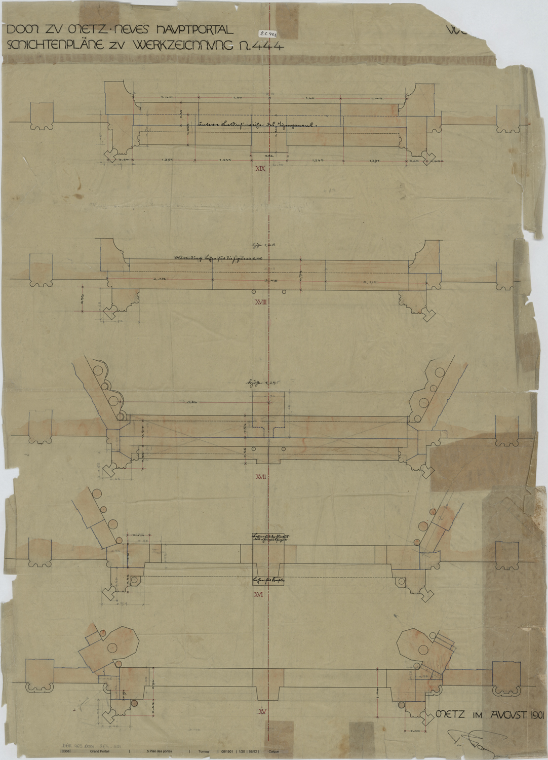 Grand Portail, cinq plans des portes.