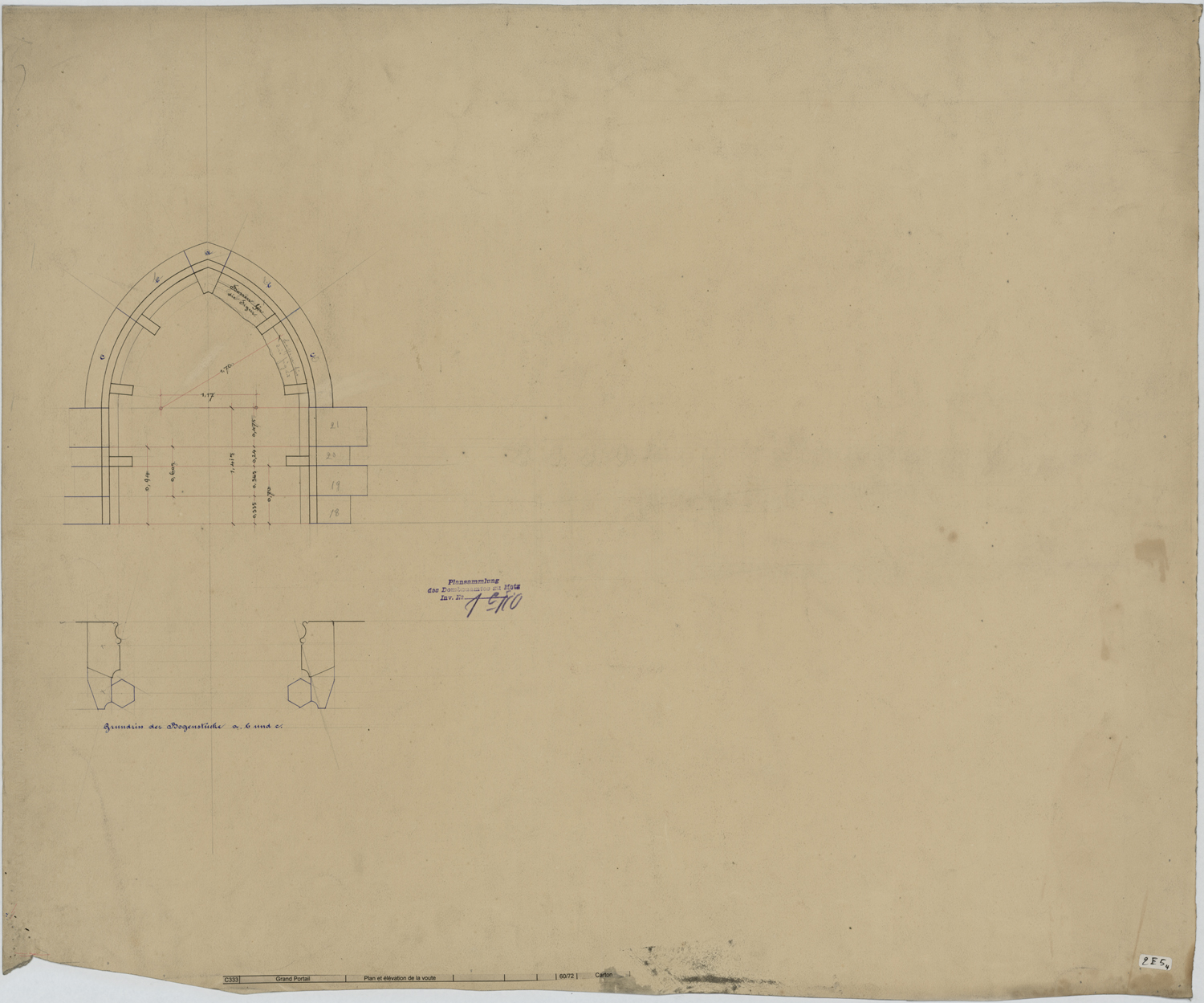 Grand Portail, plan et élévation d’un arc.