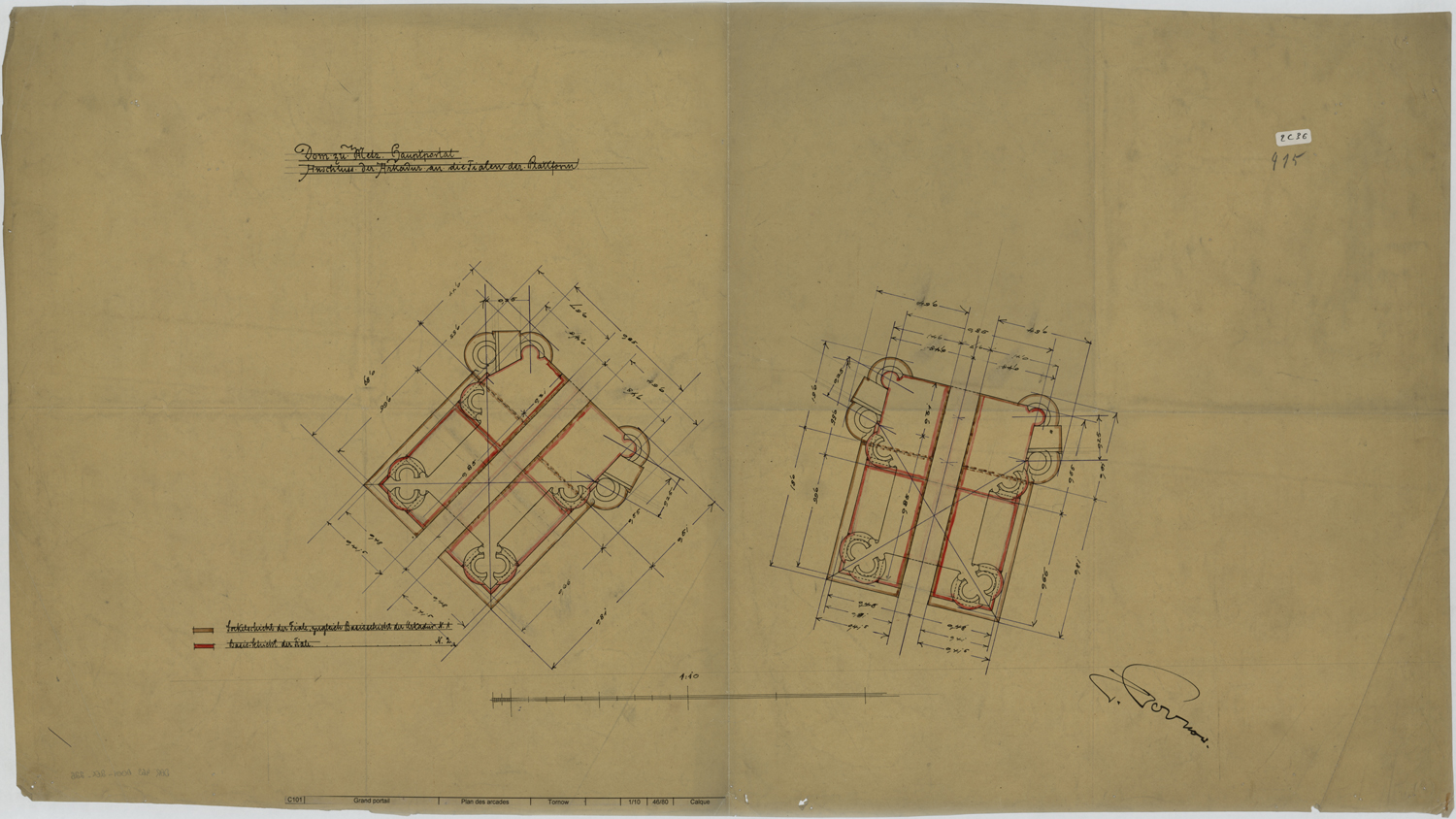 Grand Portail, deux plans des arcades.