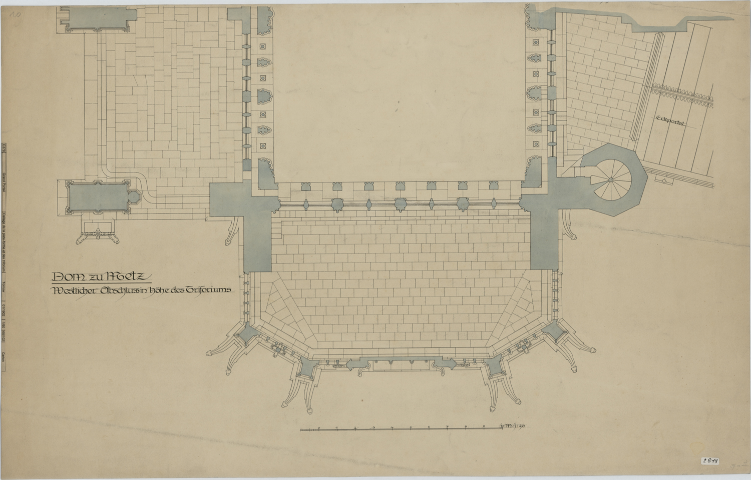 Grand Portail, plan du dallage du porche et des triforiums.