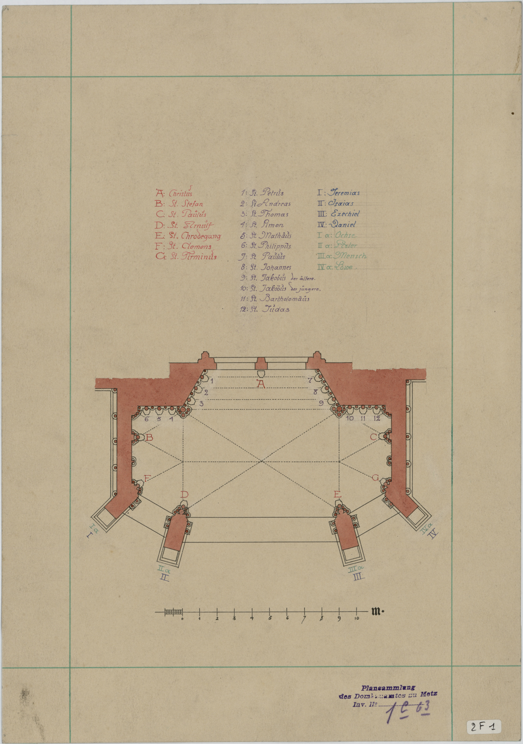 Portail principal, plan d’implantation des figures en pied.