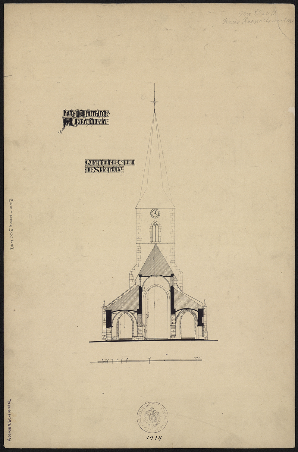 Coupe transversale sur la nef (état antérieur à 1910).