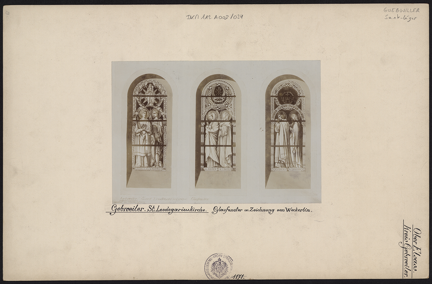 Projet pour trois verrières pour le bras sud du transept.