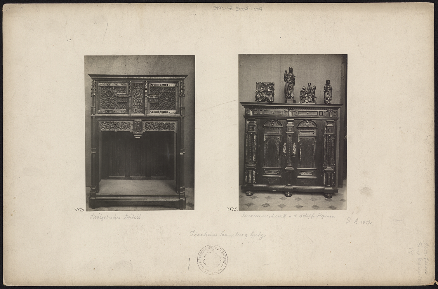 Vues d’ensemble d’un buffet d’époque gothique et d’un buffet d’époque Renaissance (collection Septz).
