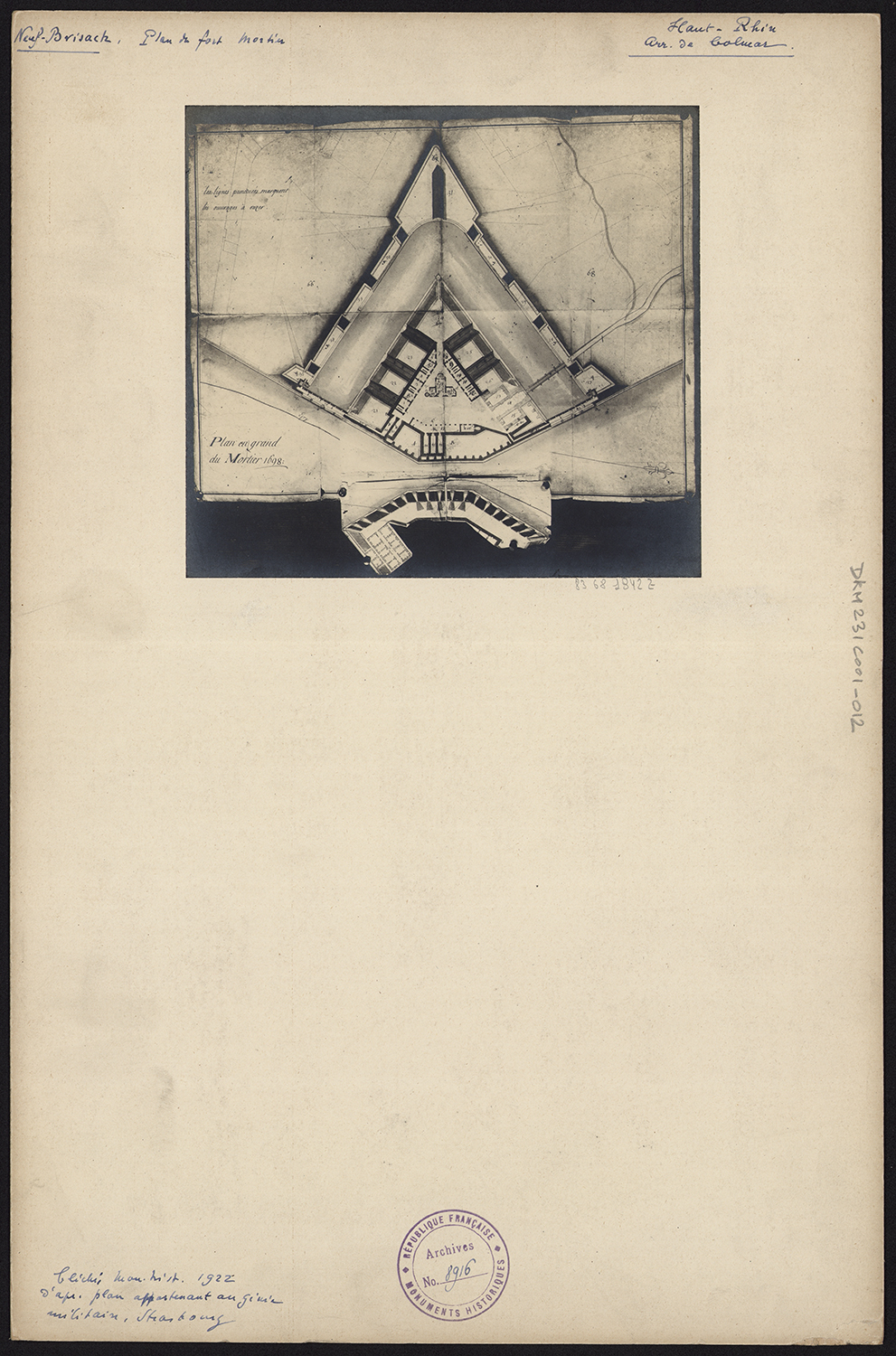 Plan de masse du grand mortier en 1698.