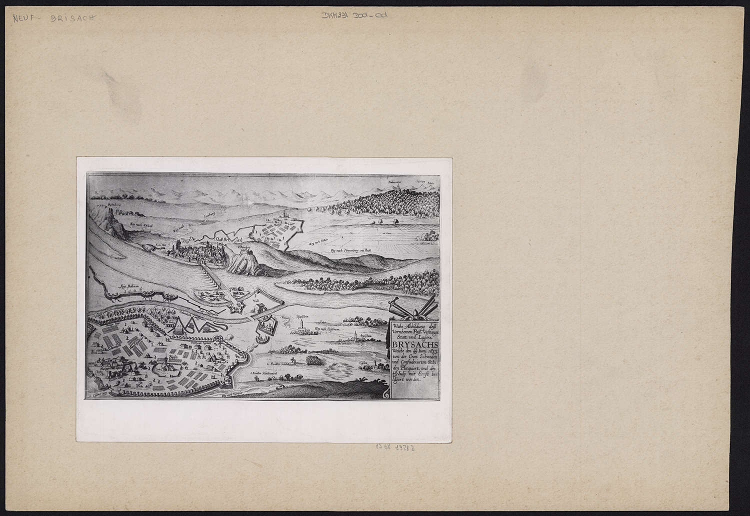 Vue d’ensemble de la ville et de ses environs en 1633 pendant la Guerre de Trente Ans.