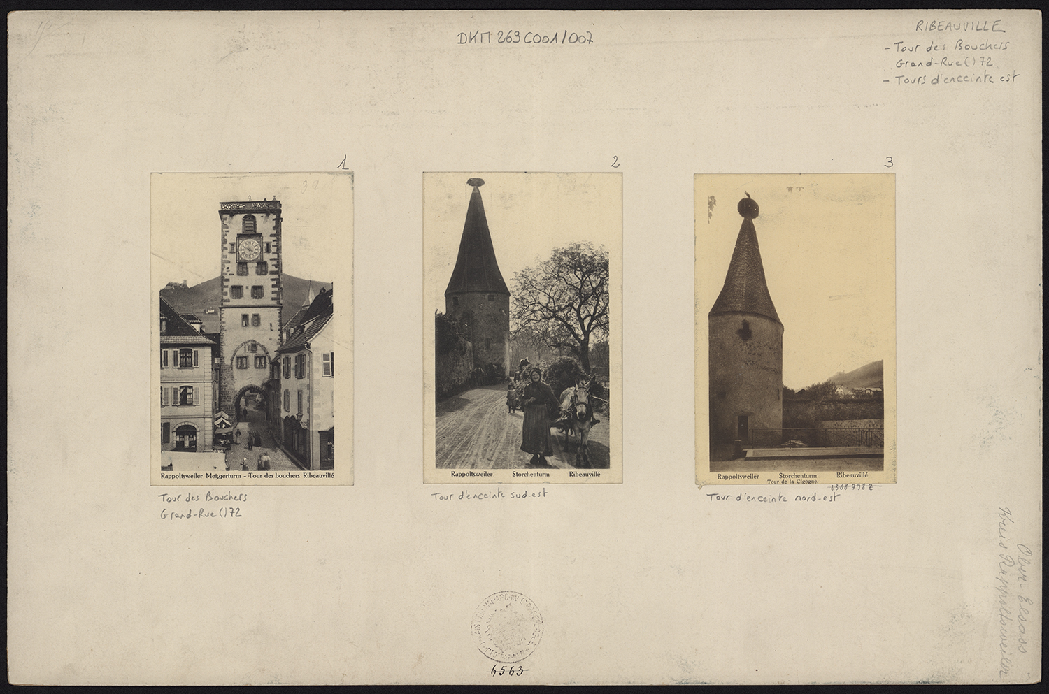 Tour des Bouchers, façade est, vue d’ensemble ;Tours d’enceintes sud-est et nord-est, vue d’ensemble.