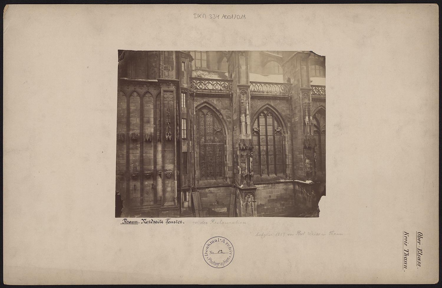 Vue de détail de la façade nord pendant les travaux de restauration (1887-1891).