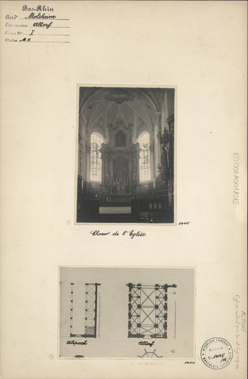 Etude comparée du voûtement de la nef avec l’église d’Alspach, vue intérieure du choeur.