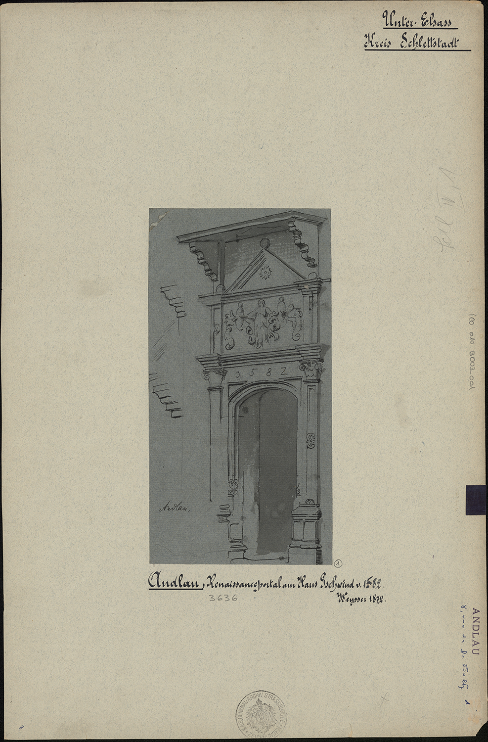 Elévation de la porte de la tourelle d’escalier