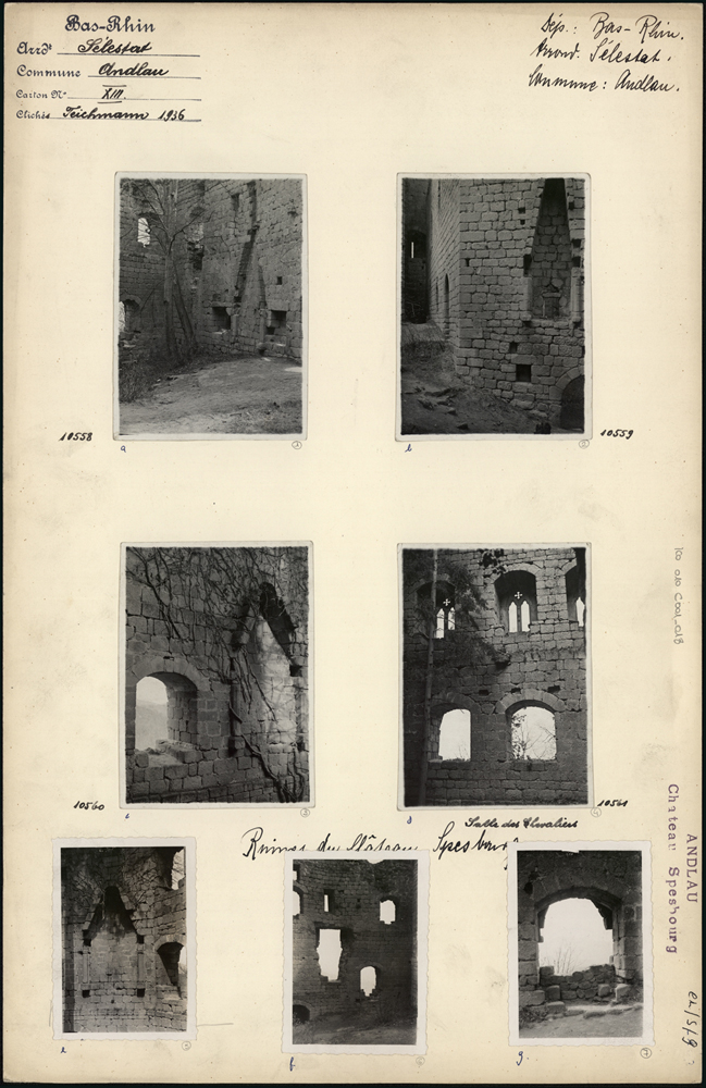 Vues intérieures de détails de la salle des chevaliers.