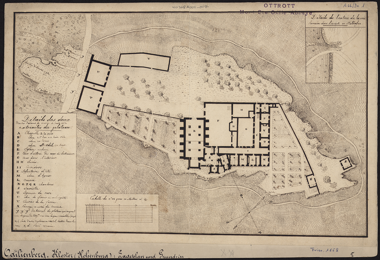 Plan de masse et plan de détail de l’entrée de la voie romaine dans l’enceinte au Stalhafen (?).