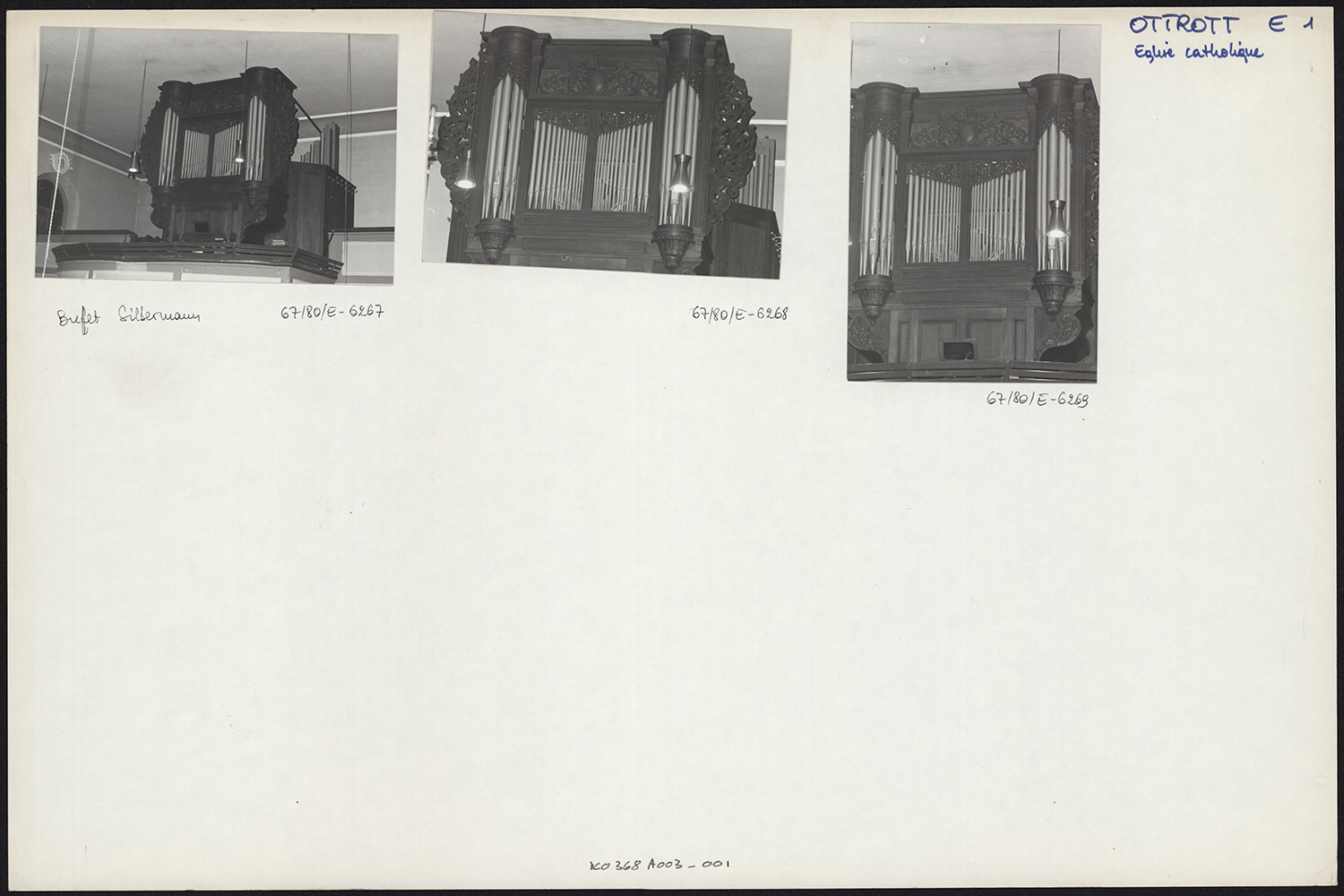 Vues d’ensemble et de détail du buffet d’orgue. - © DRAC Grand Est, Fonds Denkmalarchiv