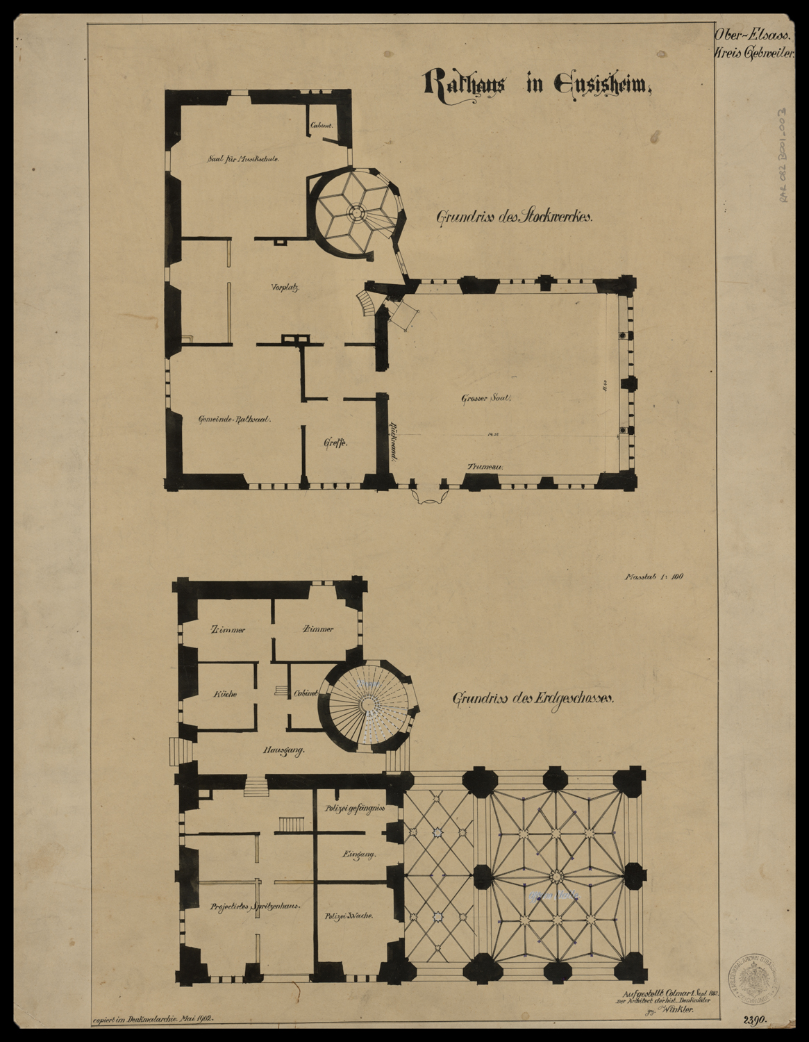 Plans de masse du rez-de-chaussée et du premier étage. 