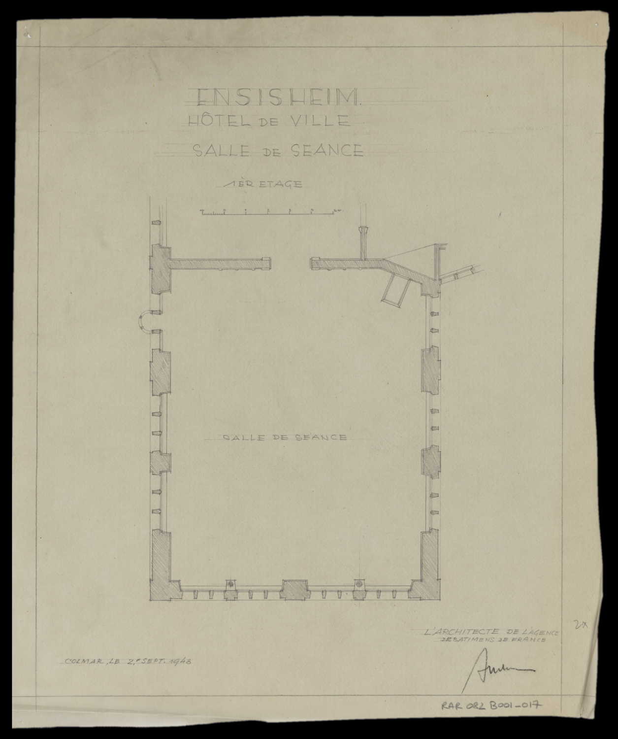 Plan de masse de la salle des séances.