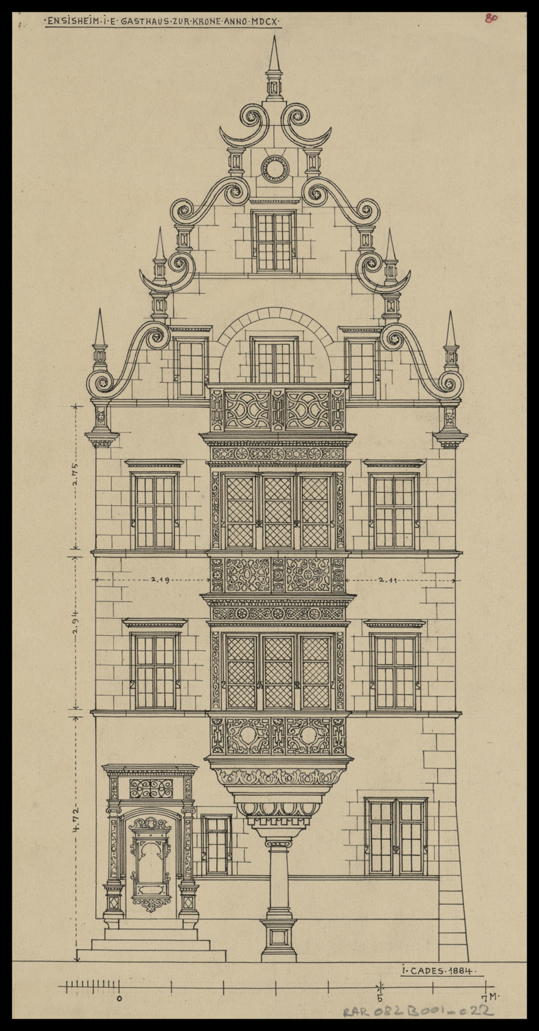 Elévation de la façade nord (état en 1610).