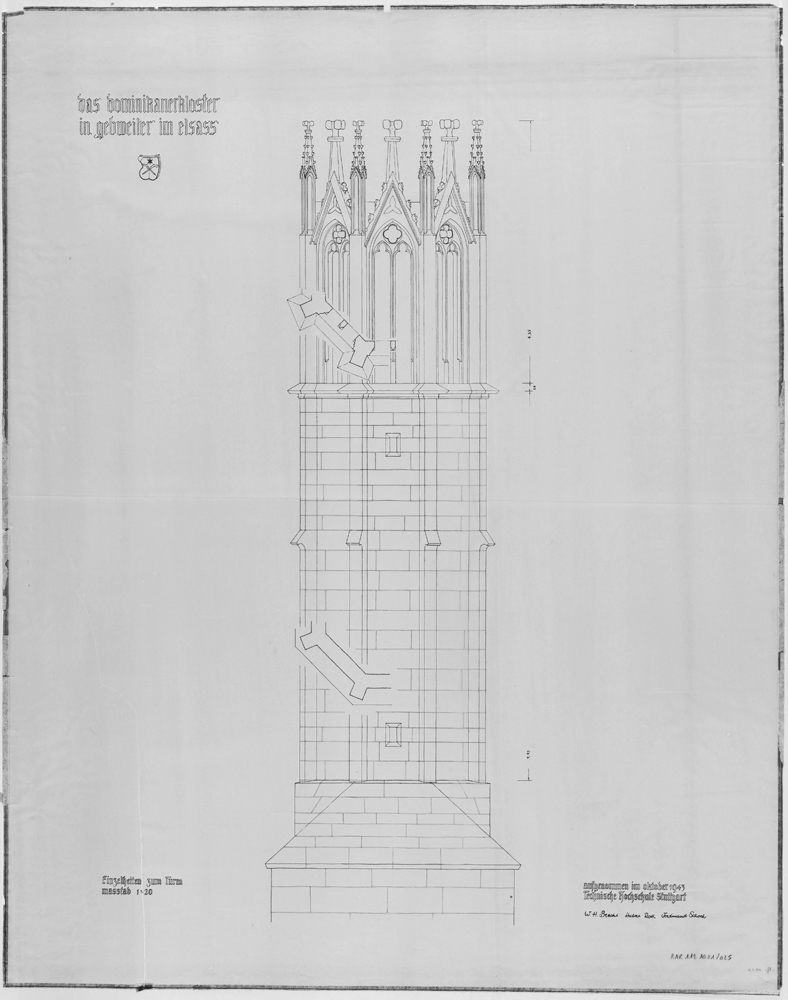 Elévation et détails de la tour de l’église.