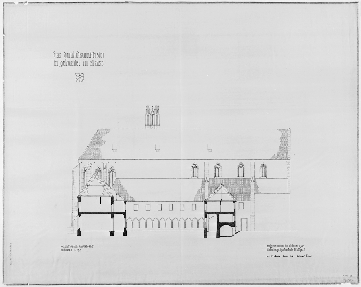 Coupe nord-sud sur le cloître.