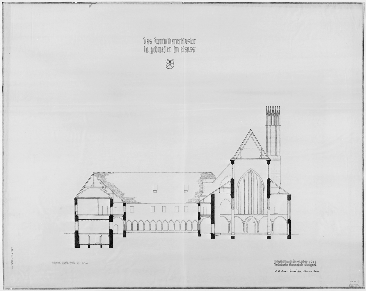 Coupe est-ouest sur le cloître.