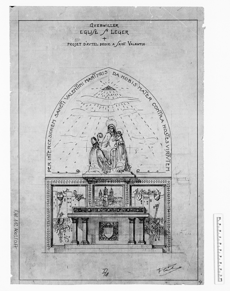 Projet d'autel dédié à saint Valentin, élévation.