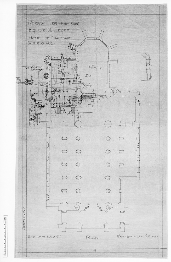 Projet de chauffage à air chaud, plan de masse.