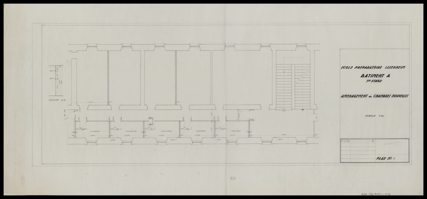 Bâtiment A, plan d’aménagement de nouvelles chambres.