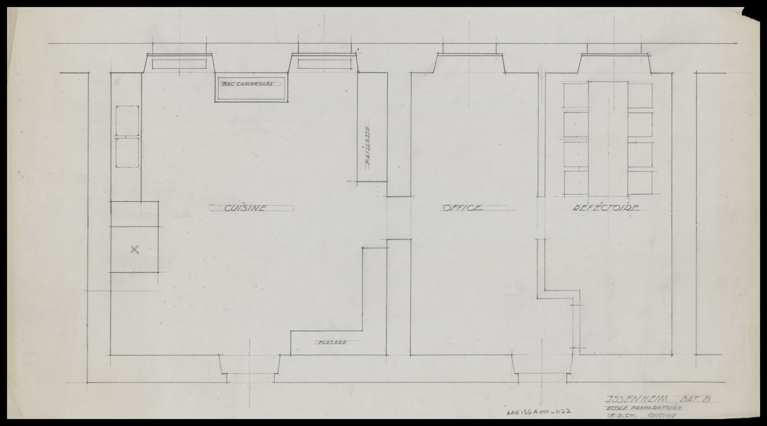Bâtiment B, plan de masse de la cuisine.