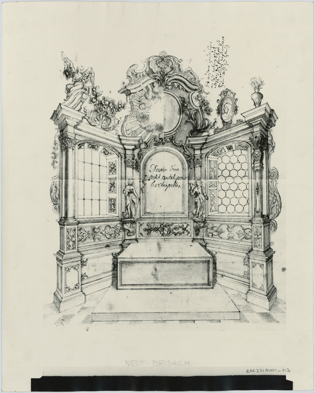 Projet d’autel secondaire, élévation.