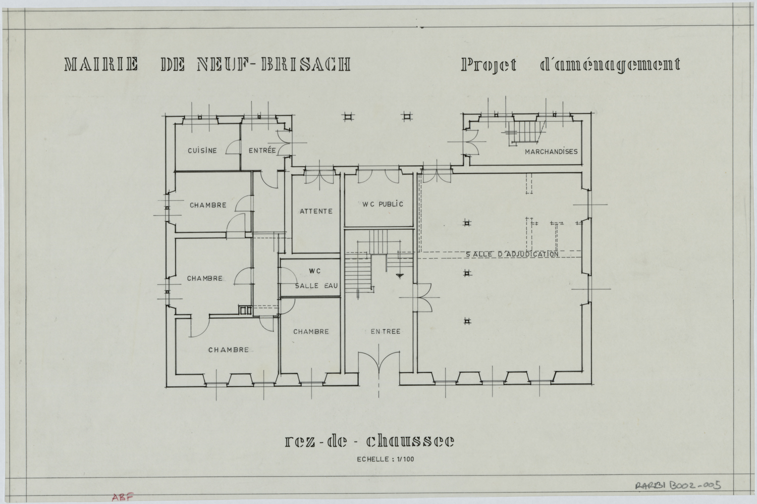 Projet d’aménagement, plan de masse du rez-de-chaussée.