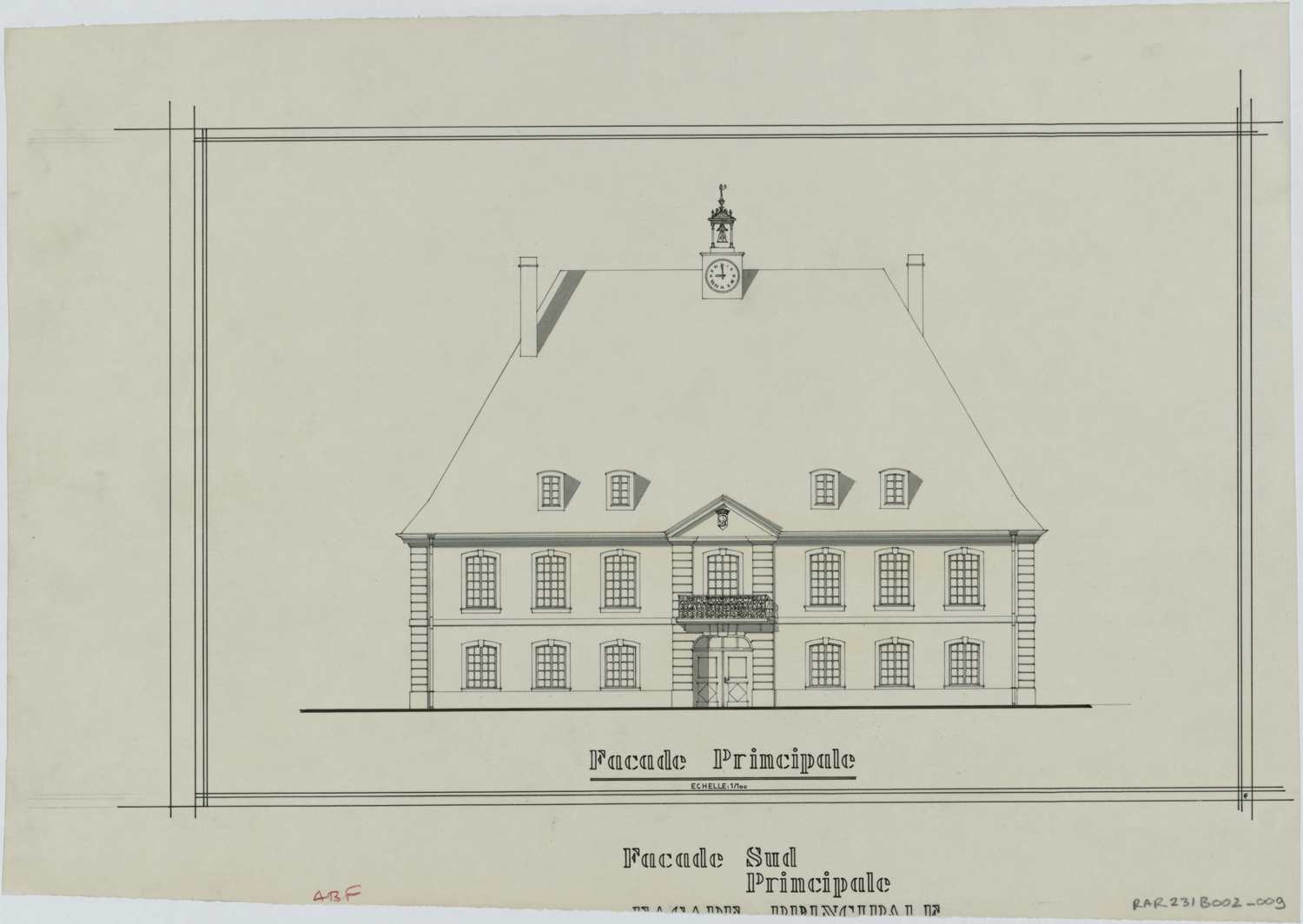 Elévation de la façade principale.